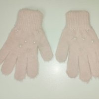 Розови ръкавици, с перли – one size, снимка 2 - Шапки, шалове и ръкавици - 35532971