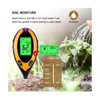 СОНДА 4 В 1 - ЗА ИЗМЕРВАНЕ НА ЗЕМНАТА ПОВЪРХНОСТ: ТЕМПЕРАТУРА, ВЛАЖНОСТ, PH, светлина - код 2593, снимка 5 - Градинска техника - 33930462
