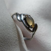 Стар български сребърен пръстен с лунен камък , снимка 4 - Пръстени - 31702618
