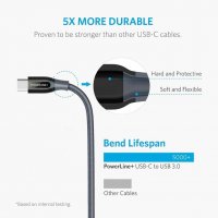 Anker Powerline+ USB-C към USB 3.0 кабел (200 см), оплетка от найлон с висока издръжливост, снимка 3 - USB кабели - 40126349