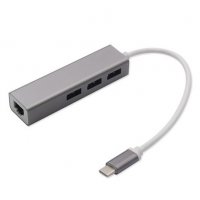 USB Хъб Type C - 3xUSB3.0 + Lan10/100 Digital One SP00248 4in1 Съвместим и с Macbook, снимка 1 - Друга електроника - 35095895