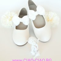 №25-36, Бели балеринки за момиче с елегантна панделка BUBBLE KIDS, снимка 1 - Детски обувки - 44148575