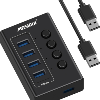 4-портов USB хъб: USB 3.2, с 4×10Gbps Порта, Алуминиев Сплитер, снимка 1 - Друга електроника - 44642401