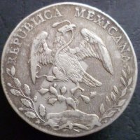 Сребърна монета Мексико 8 Реала 1887-Go RR, снимка 2 - Нумизматика и бонистика - 37897381