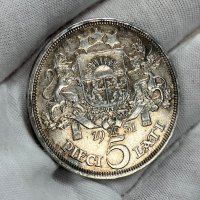 5 лати 1931 г, Латвия - сребърна монета, снимка 1 - Нумизматика и бонистика - 44474747