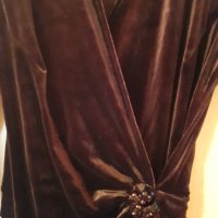 Уникална рокля  от кадифе - шоколад!, снимка 7 - Рокли - 34018839