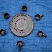 Поднос с чаши кратунки за греяна ракия, снимка 3 - Антикварни и старинни предмети - 35026866