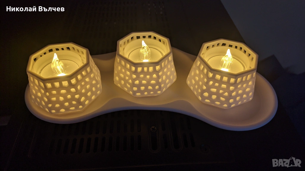 Премиум декоративни LED свещници – комплект 3 броя | Модерен арт дизайн | Готов подарък, снимка 1
