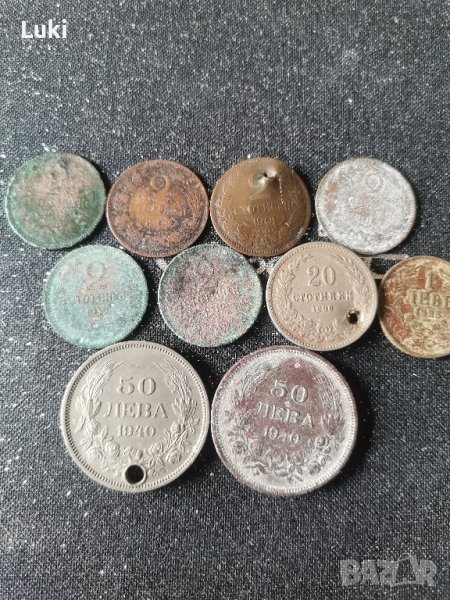 2 стотинки 1901г. 1912г,20 стотинки 1906,1 лв. 1925 г. с черта, 50 лева 1940г., снимка 1