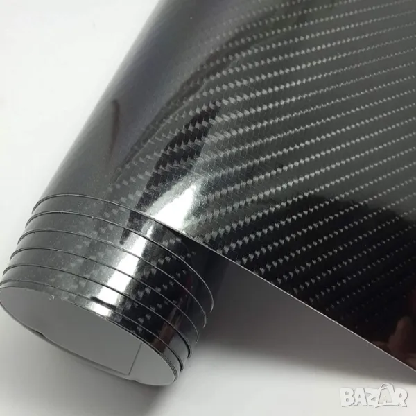 Фолио карбон гланц 5D, широчина 1.52м, черно, снимка 1