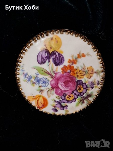 Винтидж брошка с порцелан, Чехословакия , снимка 1