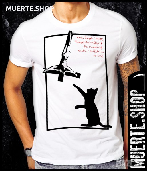 Тениска с щампа CROSS BLACK CAT, снимка 1