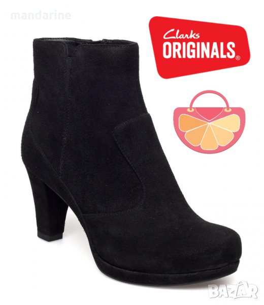 ПРОМО 🍊 CLARKS 🍊 Дамски черни боти от ест. велур CLARKS ARTISAN 35½ и 36 номер нови с кутия, снимка 1