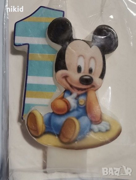 Мики Маус 1 годинка бебешки рожден ден свещ украса за торта парти декор, снимка 1