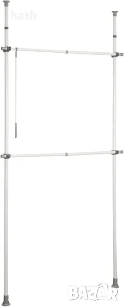 Телескопична релса WENKO Herkules Basic - 2 пръта, 1 кука - регулируема дължина и височина - стомана, снимка 1