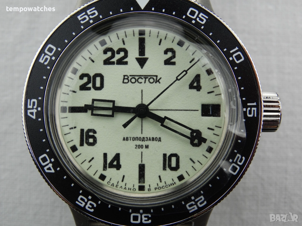 ВОСТОК АМФИБИЯ АВТОМАТИЧЕН-24 часа-FULL LUME ref: 72014Б , снимка 1
