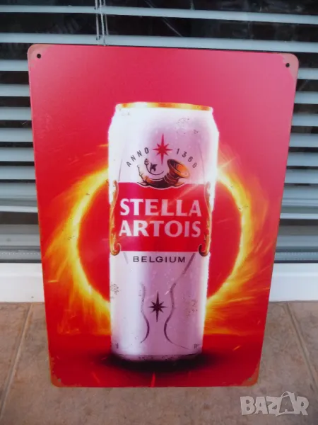Метална табела бира Stella Artois Belgium белгийска бира кен, снимка 1