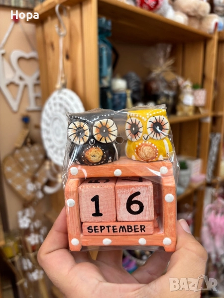 Вечен календар от дърво с бухалчета , снимка 1
