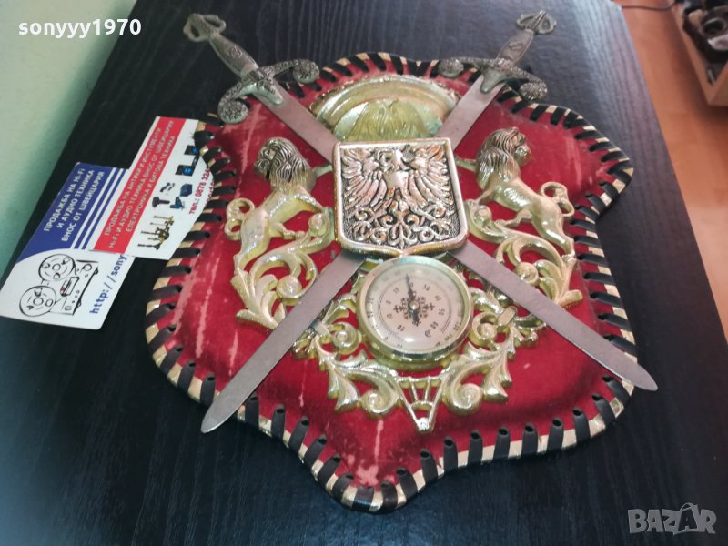 герб в червено и злато с два меча-внос франция 1810201406, снимка 1