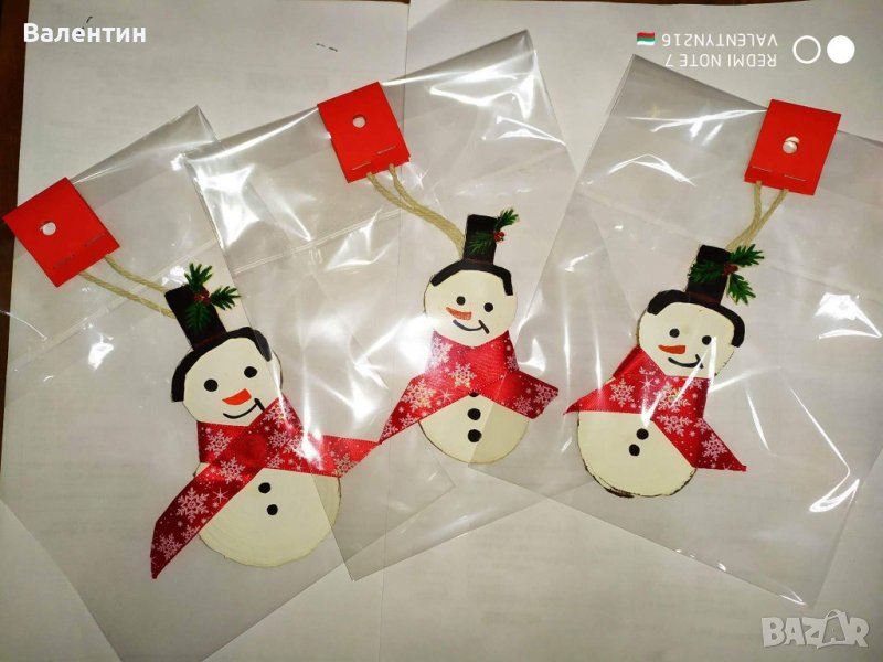 Снежен човек - от дърво - ръчно изработен, снимка 1