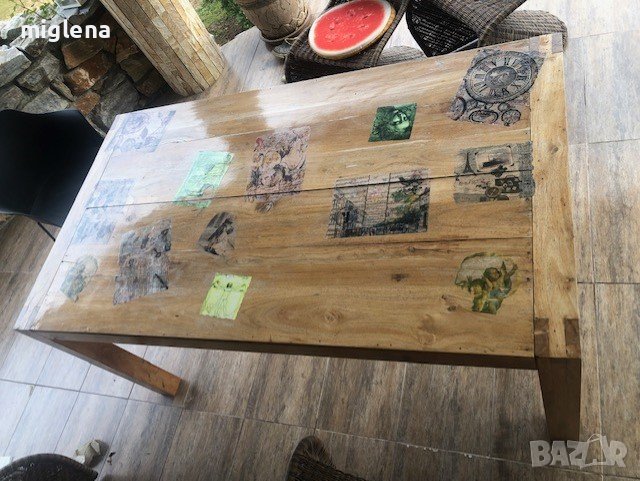 ПРОДАВАМ МАСИВНА МАСА ОТ ЕКЗОТИЧНО ТИКОВО ДЪРВО , снимка 1