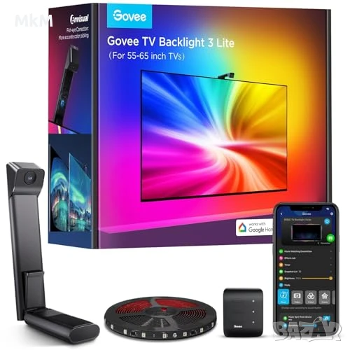 Смарт LED подсветка Govee TV Backlight 3 Lite H6099 RGBICW 55-65 и за 75-85 инча, снимка 1