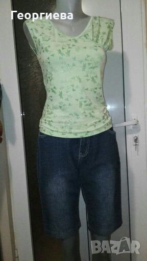 Красив комплект от дънкови къси панталони и потник👖👕M/L👖👕, снимка 1