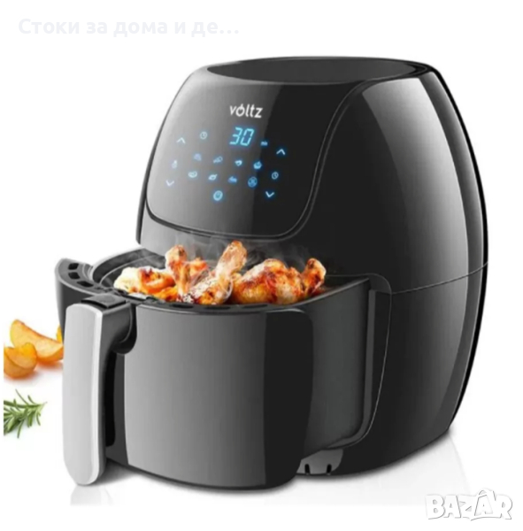 ✨Фритюрник с горещ въздух Air Fryer Voltz/Rosberg V51980F, 1800W, 6.0 литра, Черен , снимка 1