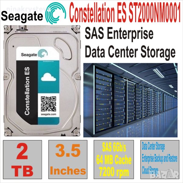 Хард диск-HDD3.5 SAS 2TB SEAGATE Constellation ST2000NM0001, снимка 1