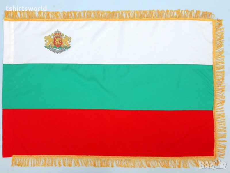 Българско знаме с ресни и герб 60х90см, снимка 1