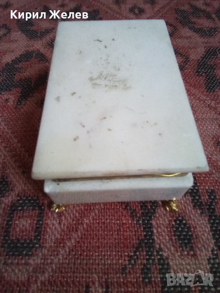 Кутия за бижута стара мраморна с бронзови крачета 43735, снимка 1