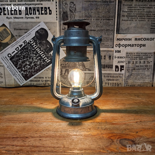Лампа направена от стар газов фенер., снимка 1