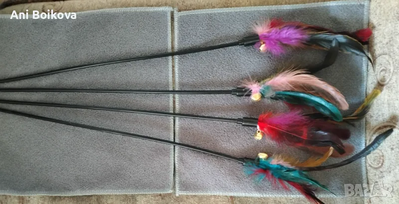 Играчка за котка с естествени пера, снимка 1