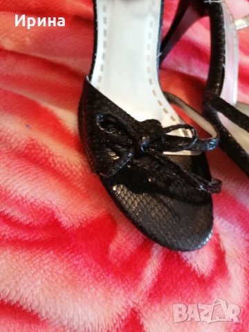 Черни сандали на нисък ток, снимка 4 - Дамски обувки на ток - 35439082