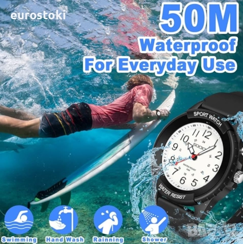 Детски аналогов часовник SOCICO, водоустойчив детски часовник, снимка 7 - Детски - 52436938