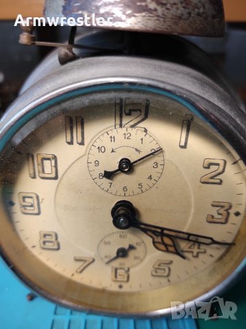 Немски Механичен Часовник Будилник Хамбург Американ , снимка 3 - Антикварни и старинни предмети - 37113103
