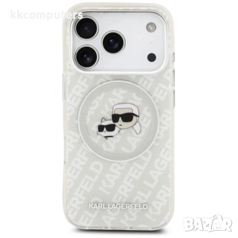 Оригинален кейс Karl Lagerfeld Karl and Choupette Glitter MagSafe, За iPhone 17 Pro Max (6.9), Прозр, снимка 2 - Резервни части за телефони - 51825662