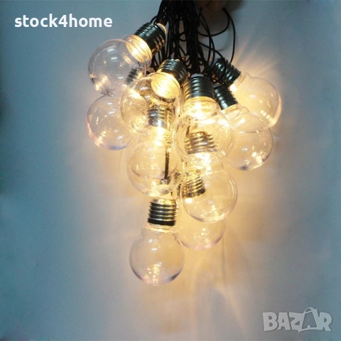 Светещ гирлянд 10 x LED със соларен панел декоративна светеща верига 2м, сензор за здрач, снимка 2 - Декорация за дома - 52559085