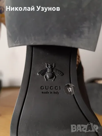 Оригинални дамски боти Gucci Jumbo GG Canvas Leather Boots, снимка 10 - Дамски боти - 55804964