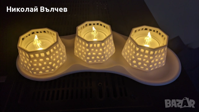 Премиум декоративни LED свещници – комплект 3 броя | Модерен арт дизайн | Готов подарък