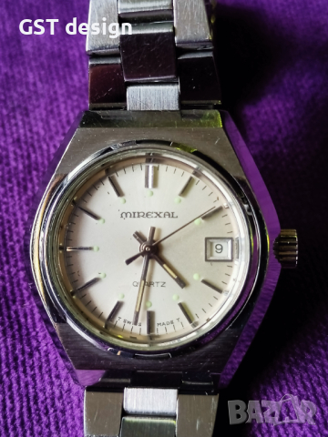 Изключително рядък Дамски Швейцарски Часовник Mirexal 70г. Waterproof Дата Swiss Made, снимка 2 - Дамски - 44667882