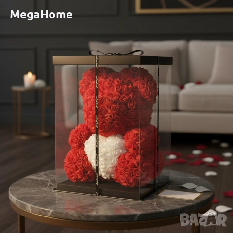 Луксозно Мече от Рози Rose Bear в Подаръчна опаковка, снимка 7 - Декорация за дома - 53333535