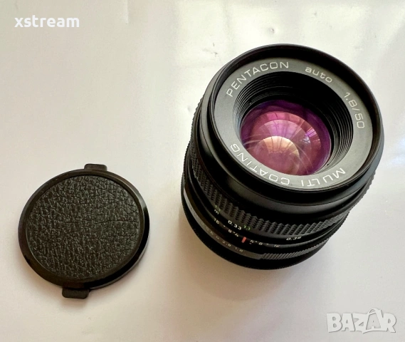 Отличен! Pentacon Auto Multi-Coated 50mm f/1.8 Ръчен Обектив, Резба M42 + Адаптор M42 към EF Canon, снимка 10 - Обективи и филтри - 54098875