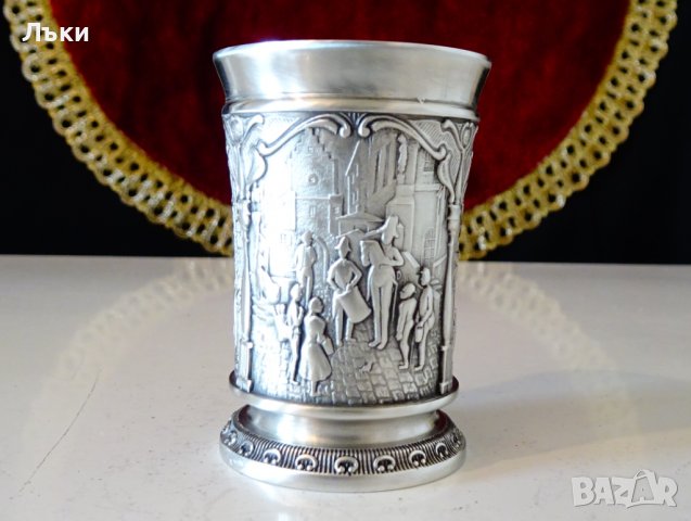 Чаша от калай за ракия,Вечният младоженец,Carl Spitzweg. , снимка 2 - Антикварни и старинни предмети - 39971510