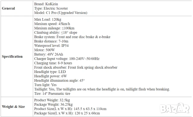  Електрически скутер/тротинетка със седалка KuKirin C1 PRO 500W 26AH, снимка 7 - Други спортове - 47235857
