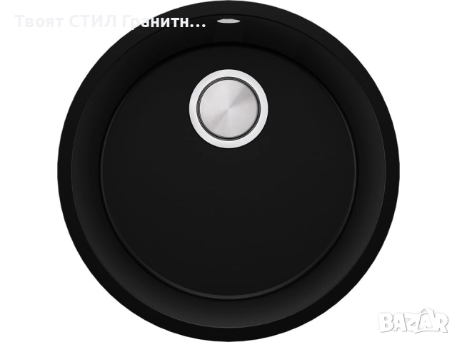 Черна кръгла кухненска мивка за вграждане под плот Валета 50 460x460 мм, снимка 7 - Мивки - 51918547