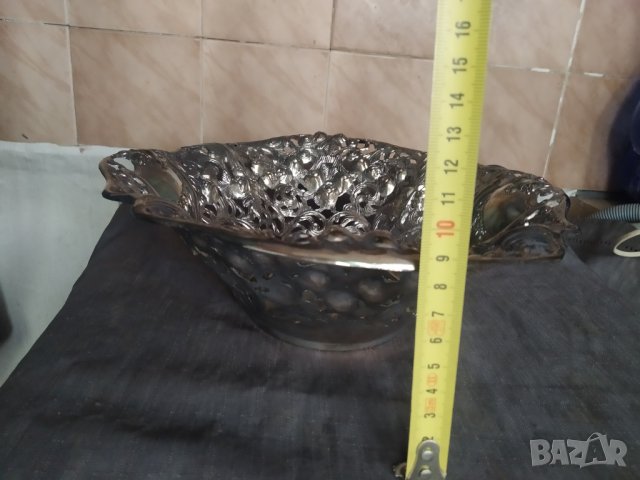 посребрена метална фруктиера в стил арт деко, снимка 2 - Прибори за хранене, готвене и сервиране - 36611175