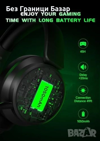 Нови Безжични гейминг слушалки за Xbox PS4 PS5 PC ENC микрофон 50mm за игри, снимка 5 - Аксесоари - 54349121