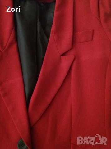 Удължено сако в тъмночервен цвят, снимка 7 - Сака - 44429609