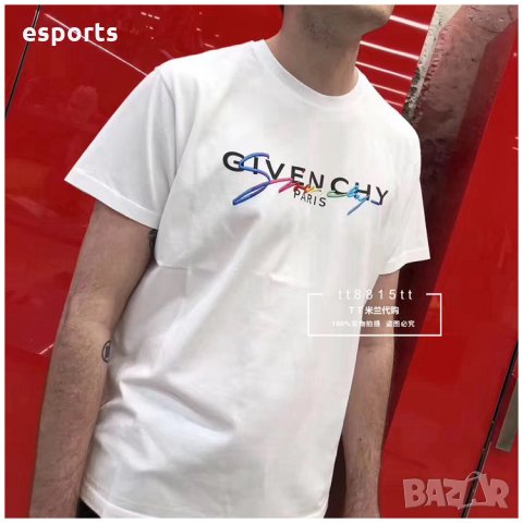 Мъжка тениска Givenchy Живонши 2XL с текст бродерия бяла имитираща, снимка 4 - Тениски - 25698951